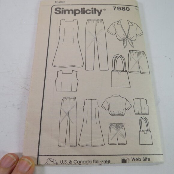 Simplicity 7980 Sewing Pattern size 7-10 Purse, Dress, Jacket, Sleeveless Top - Picture 3 of 10